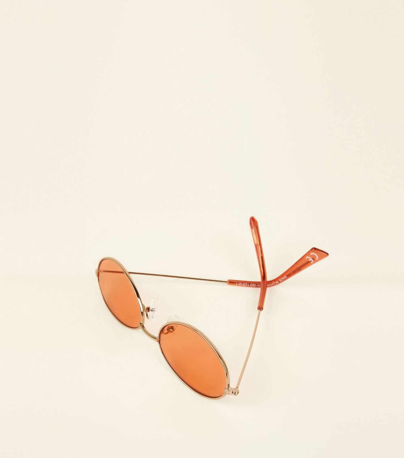 Orange Tinted Small Oval Sunglasses Image 3