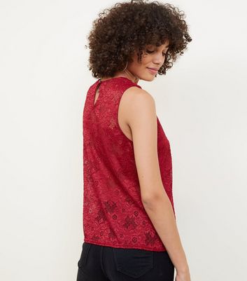 burgundy lace vest top