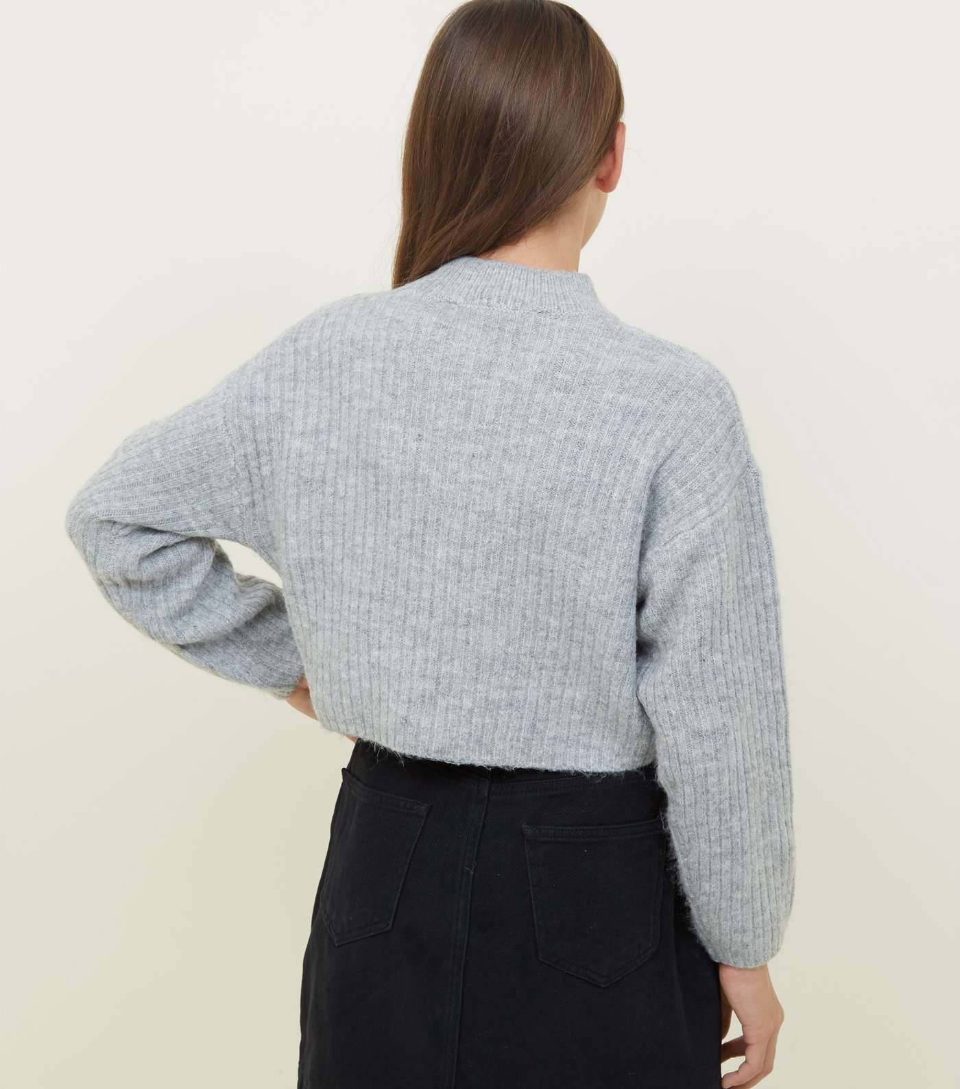 Girls Grey Soft Brushed Knitted Jumper  Image 3