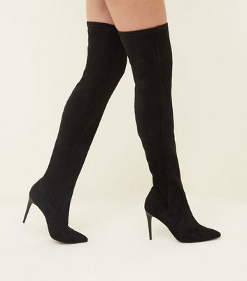 Black Suedette Over The Knee Stiletto Black Suedette Over The Knee Stiletto