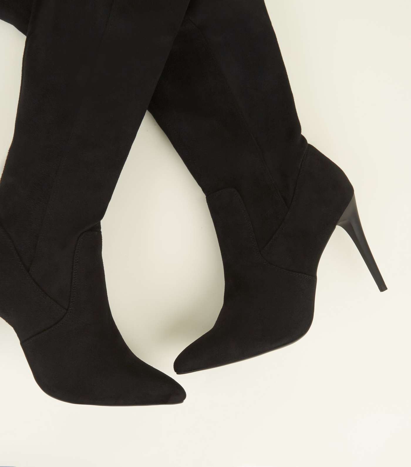 Black Suedette Over-The-Knee Stiletto Boots Image 4
