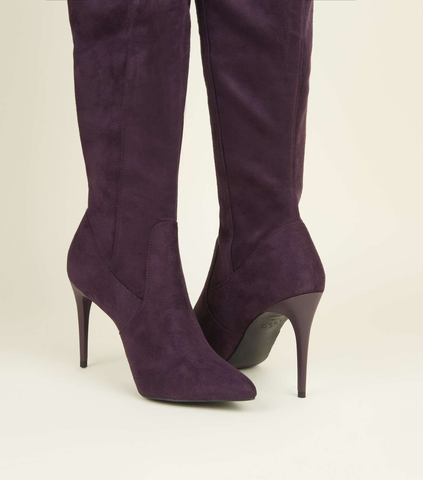 Dark Purple Suedette Over-the-Knee Stiletto Boots  Image 4