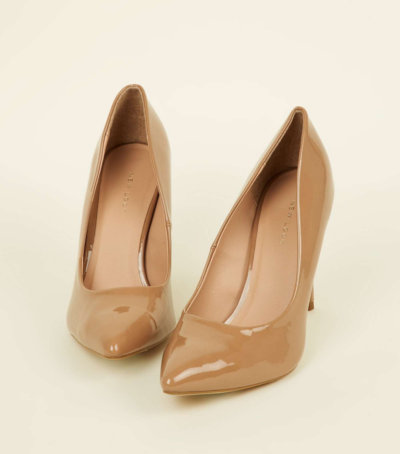 Camel Patent Stiletto Heel Pointed Courts Image 4