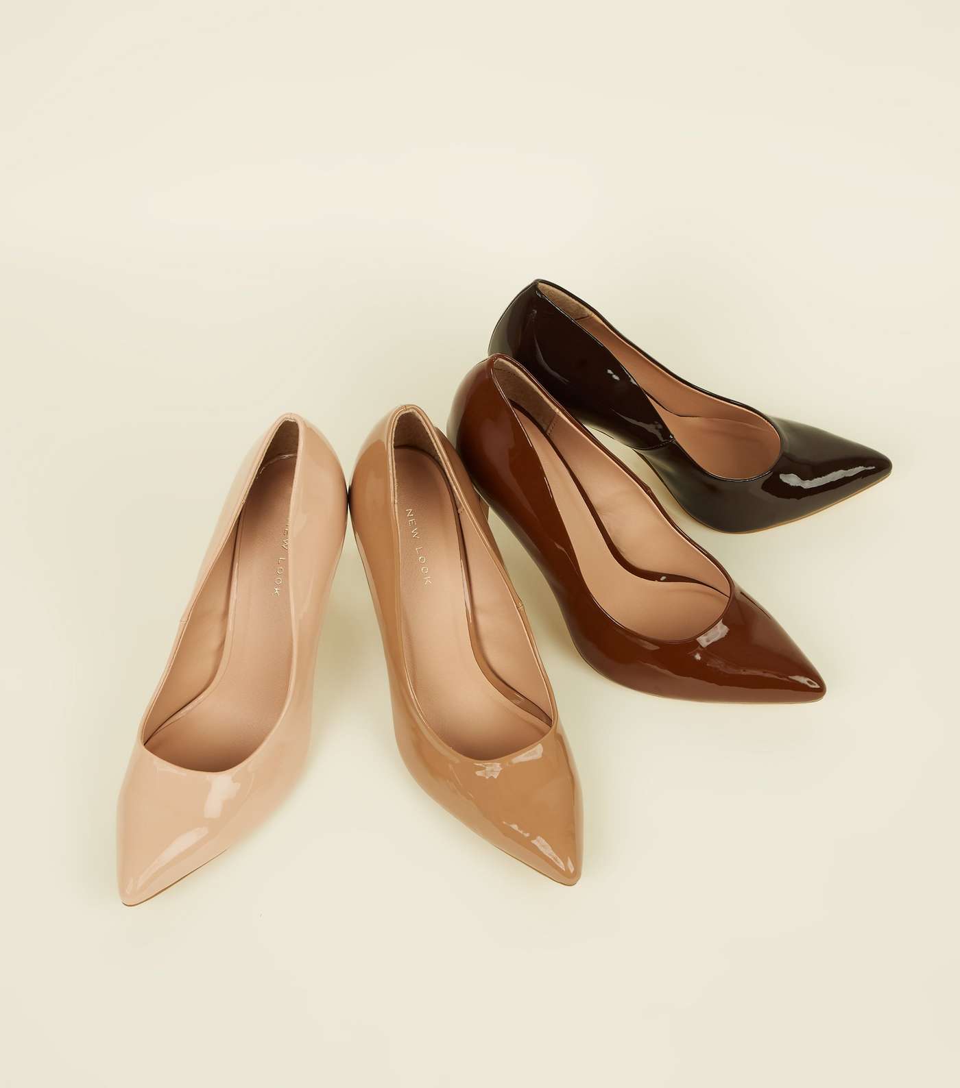 Mid Brown Patent Stiletto Heel Pointed Courts Image 4