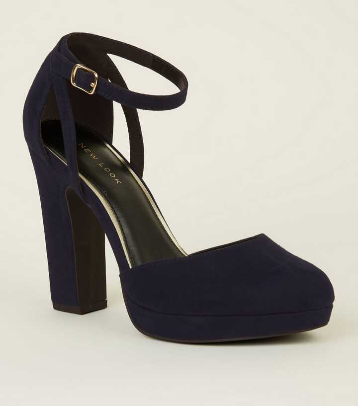 Navy Suedette Two Part Platform Courts