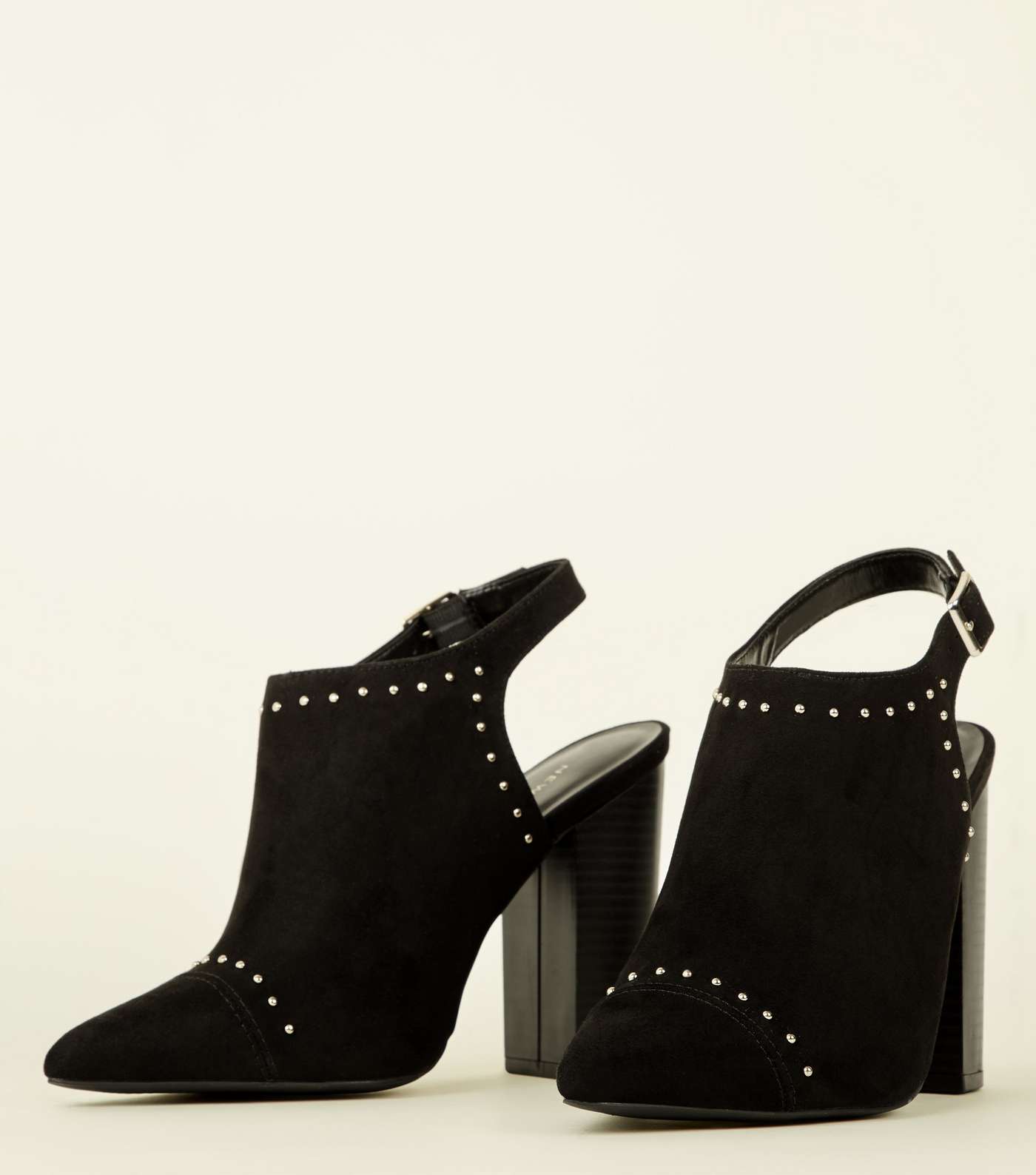 Black Suedette Studded Slingback Shoe Boots Image 4