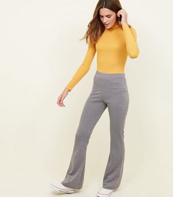 flared check trousers