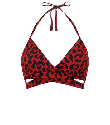 red leopard print bikini