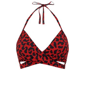 red and leopard print swimsuit