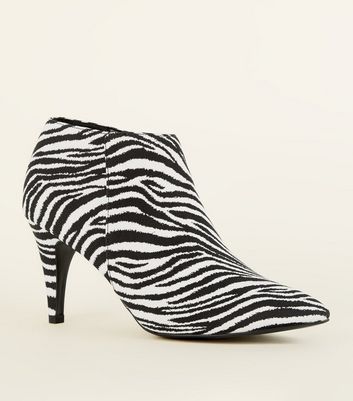 black and white animal print booties