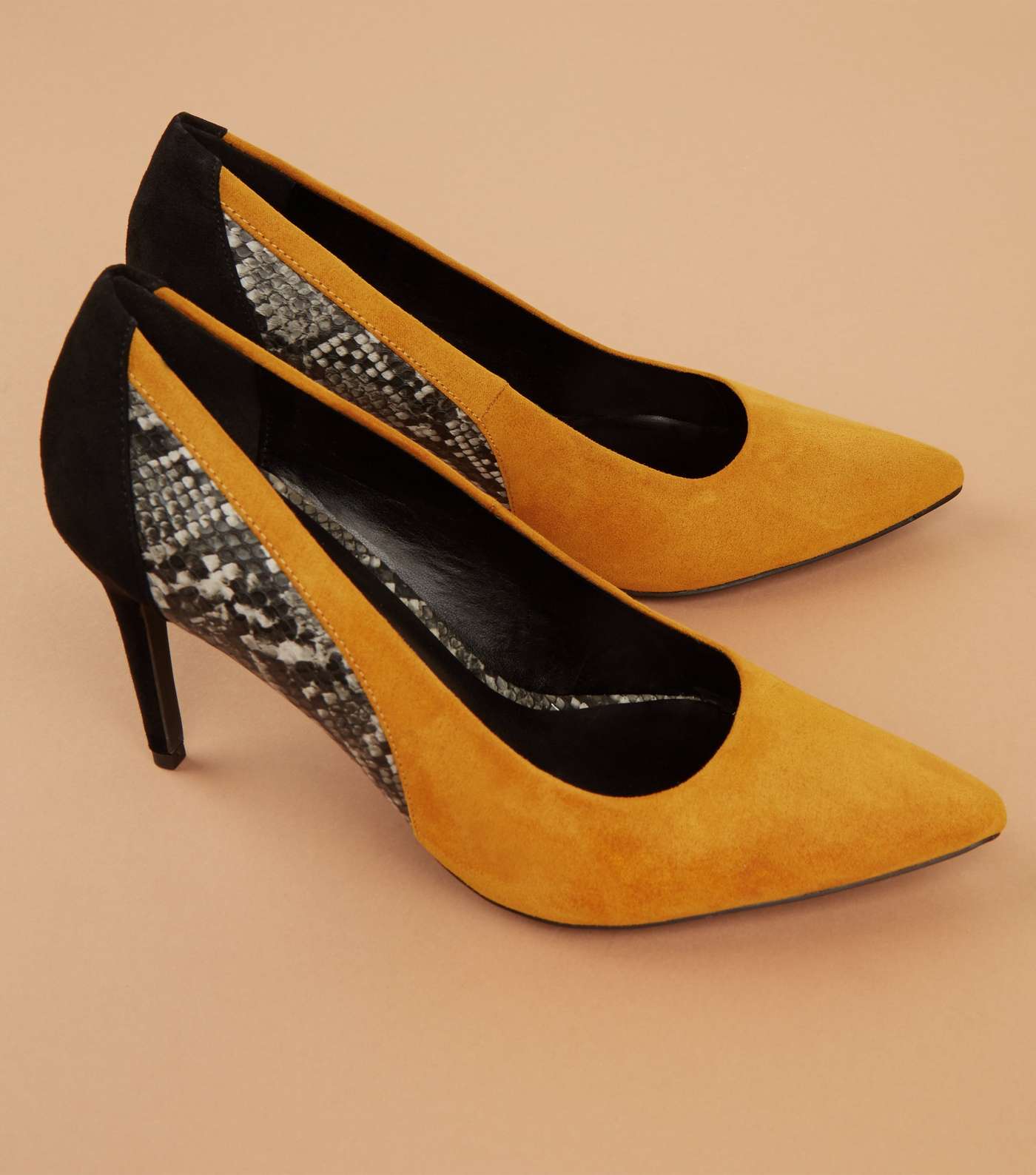 Mustard Suedette Faux Snake Panel Courts Image 4