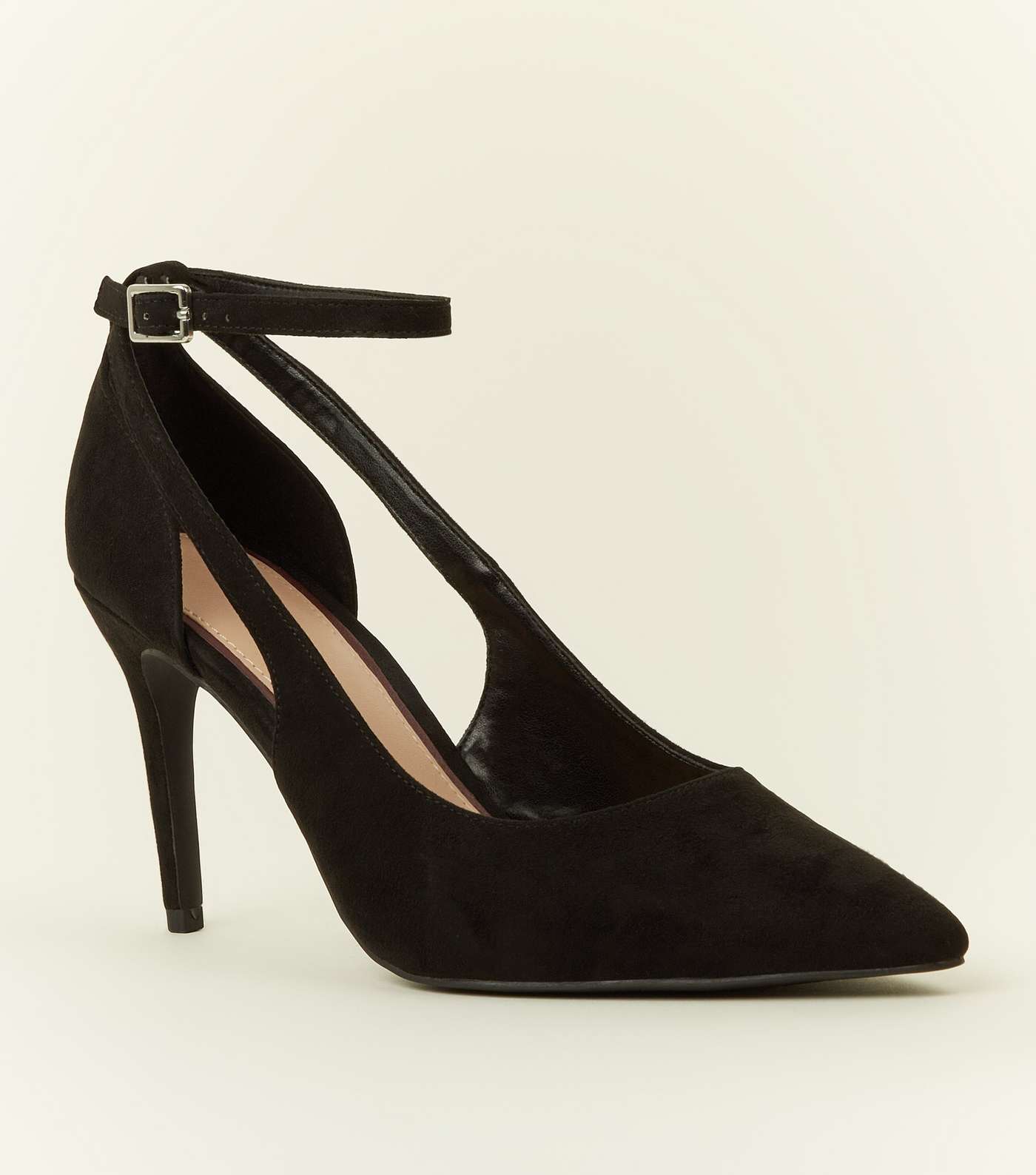 Black Suedette Cut Out Pointed Courts