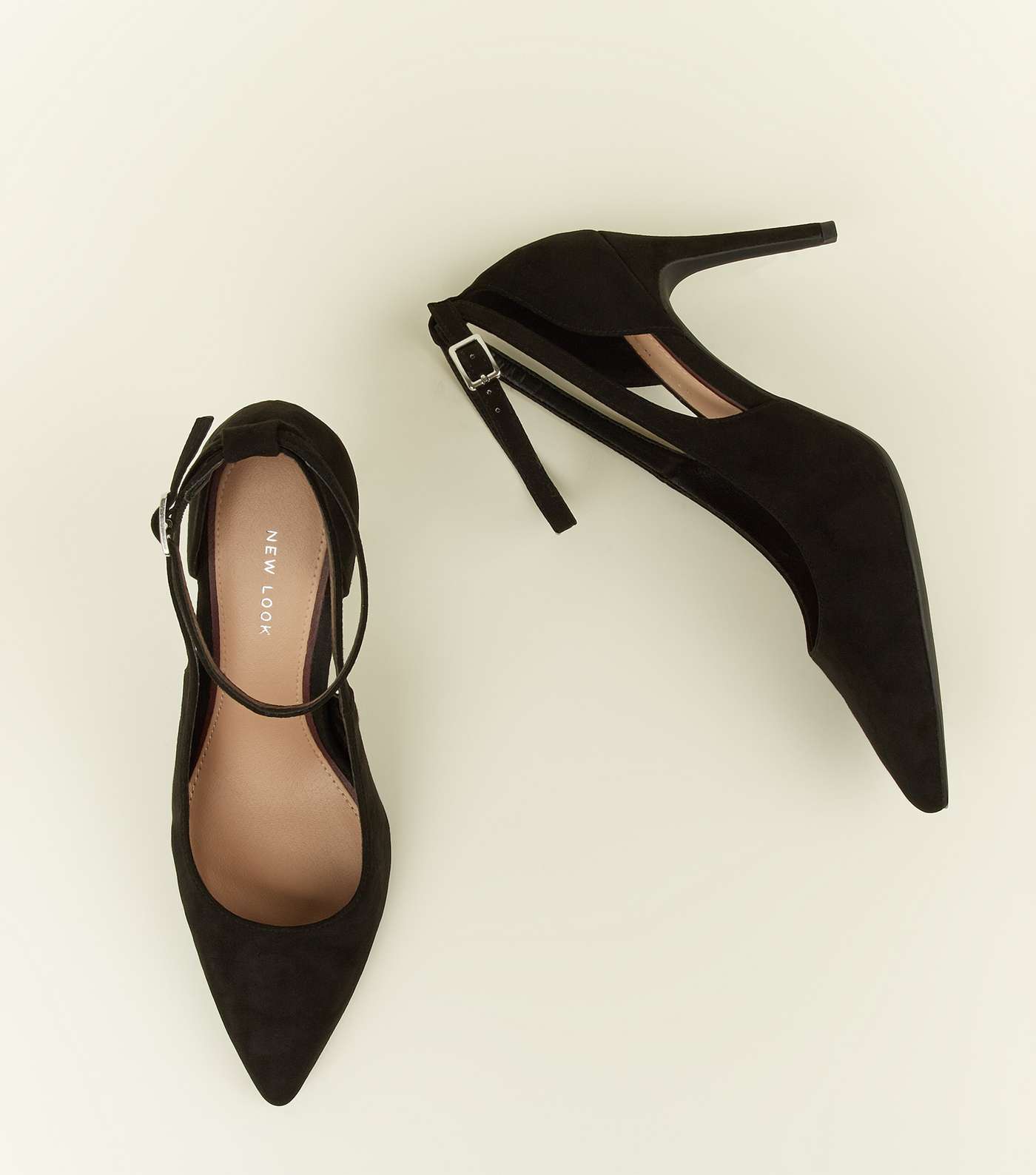 Black Suedette Cut Out Pointed Courts Image 3