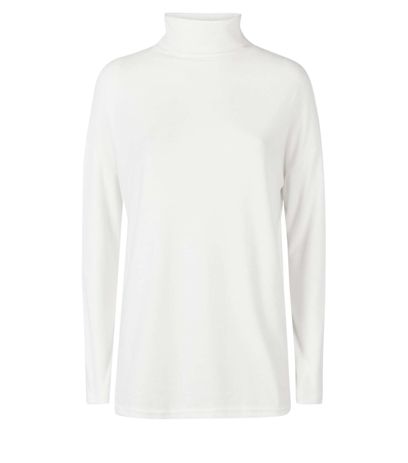 Off White Brushed Roll Neck Oversized Top Image 4