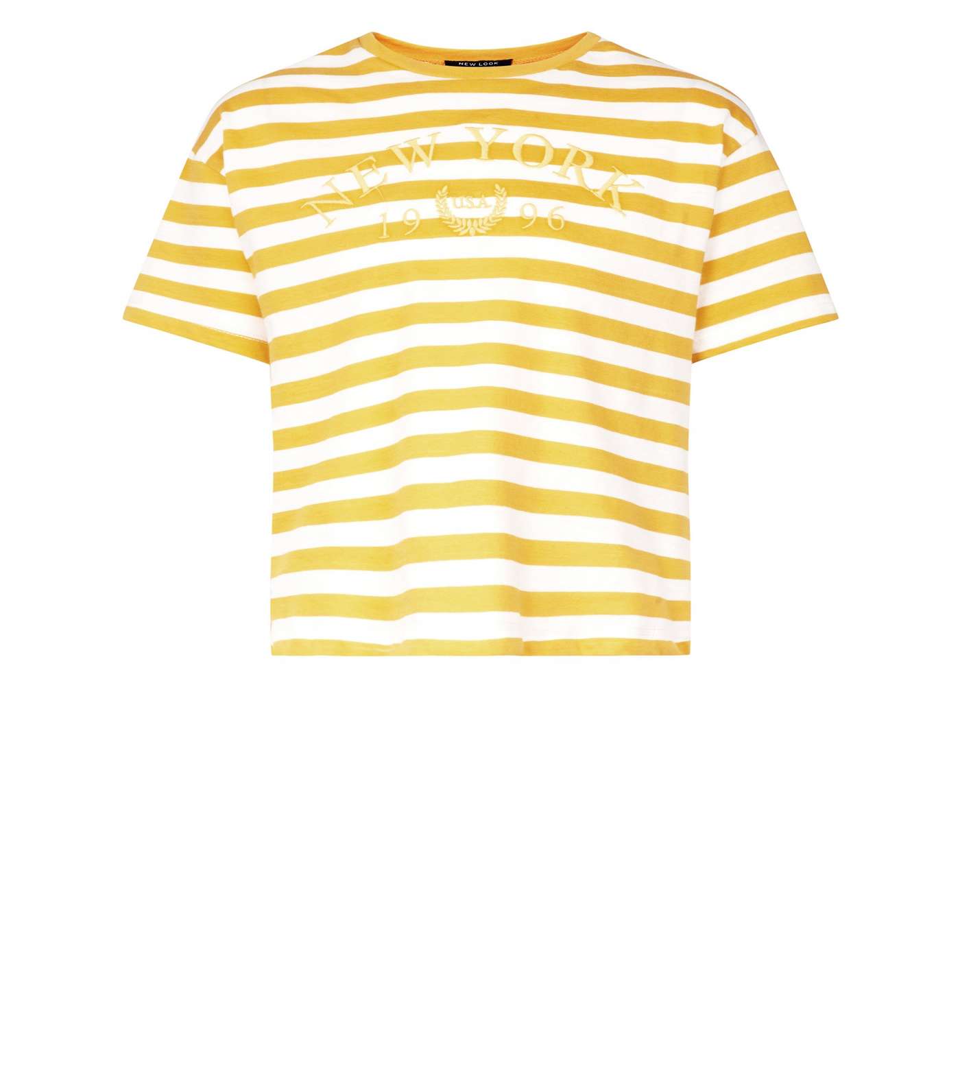 Girls Yellow Stripe New York Slogan T-Shirt  Image 4