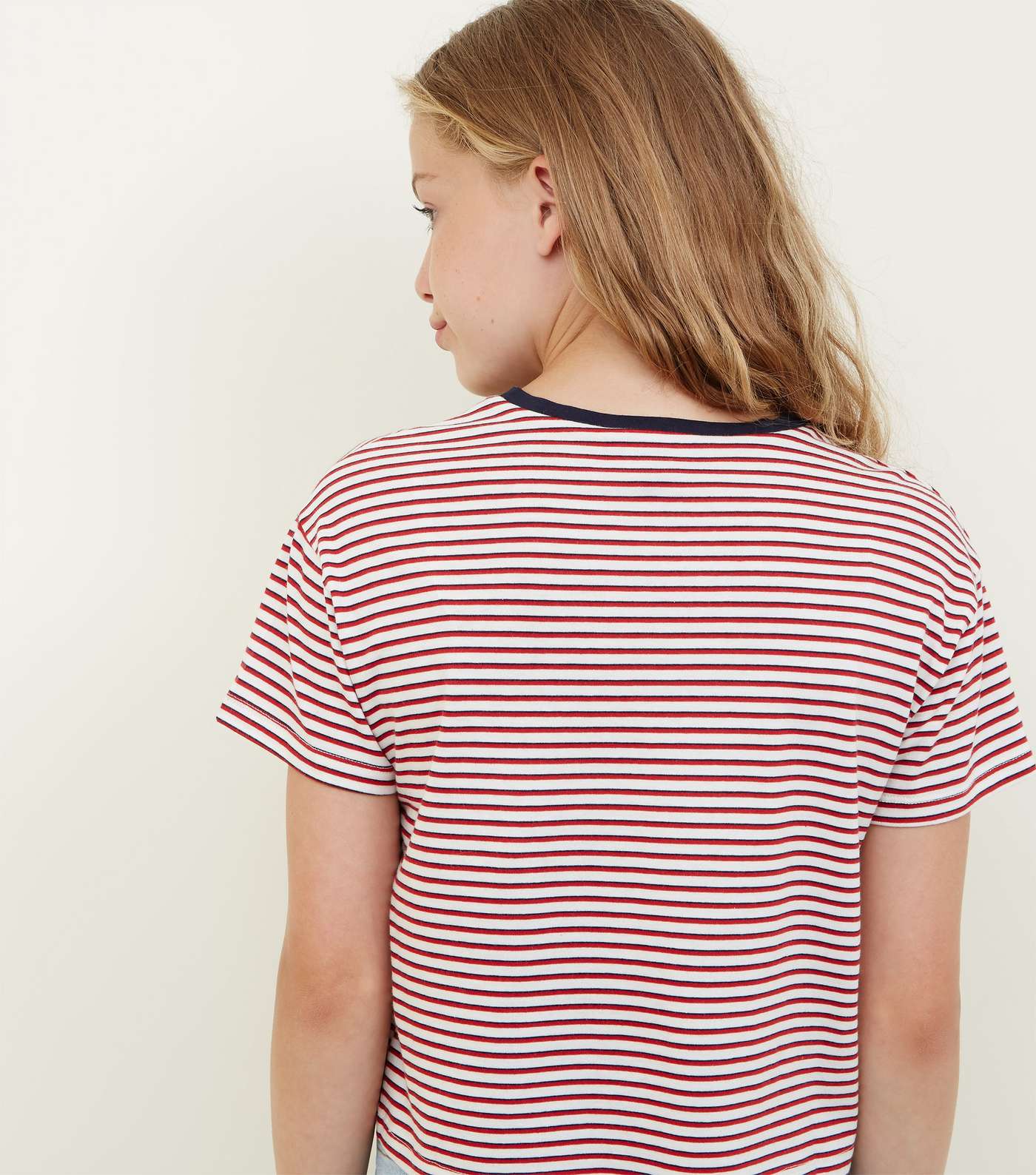 Girls Red Stripe California Ringer T-Shirt  Image 3
