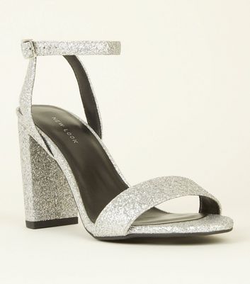 silver glitter shoes new look