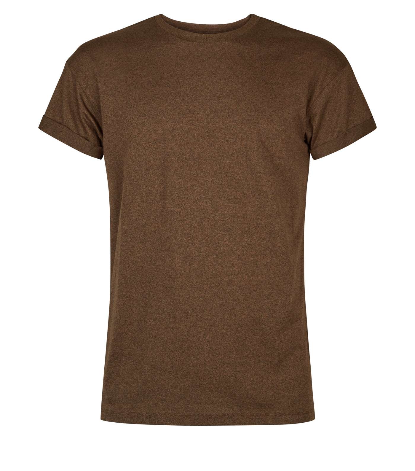 Khaki Marl Rolled Sleeve T-Shirt Image 4