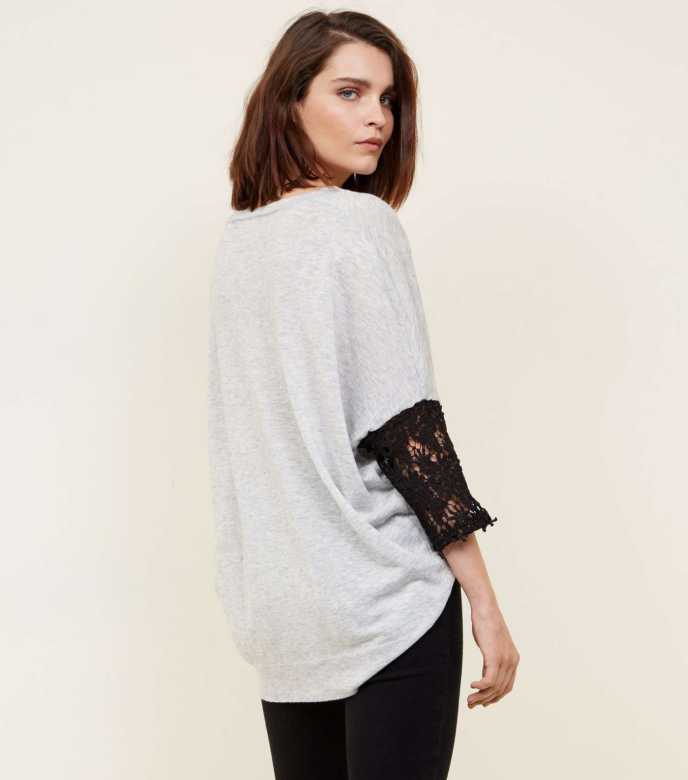Mela Grey Lace Sleeve Jumper  Image 3
