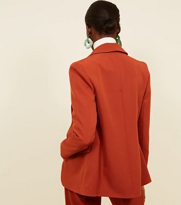 new look check blazer coat in rust