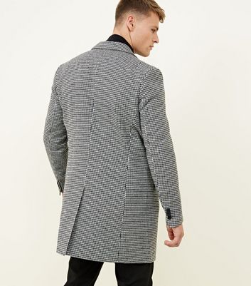 Men's Black Houndstooth Single Breasted Overcoat New Look shop for Men's Black Houndstooth Single Breasted Overcoat New Look at Shopo