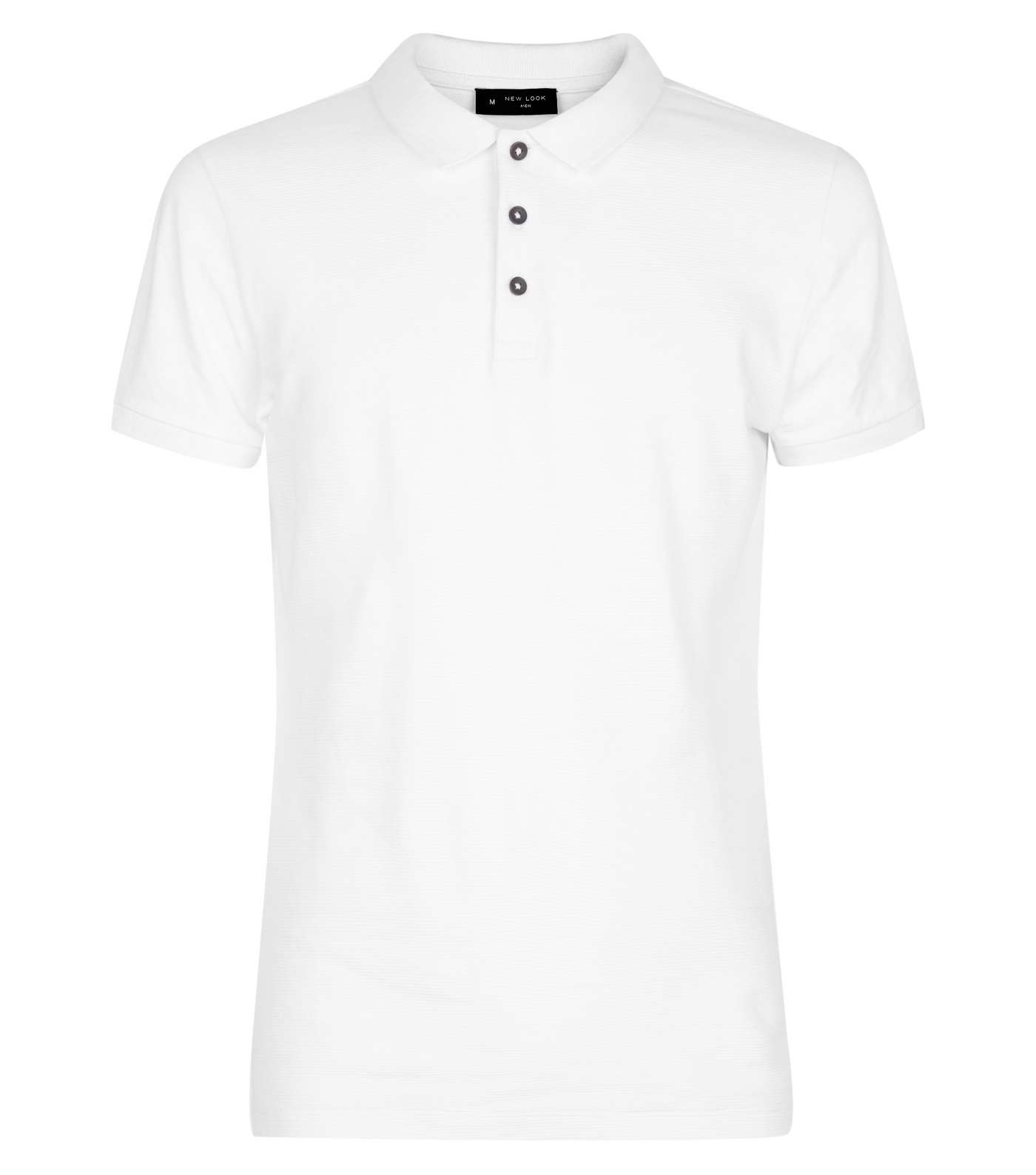 White Ribbed Muscle Fit Polo Shirt Image 4
