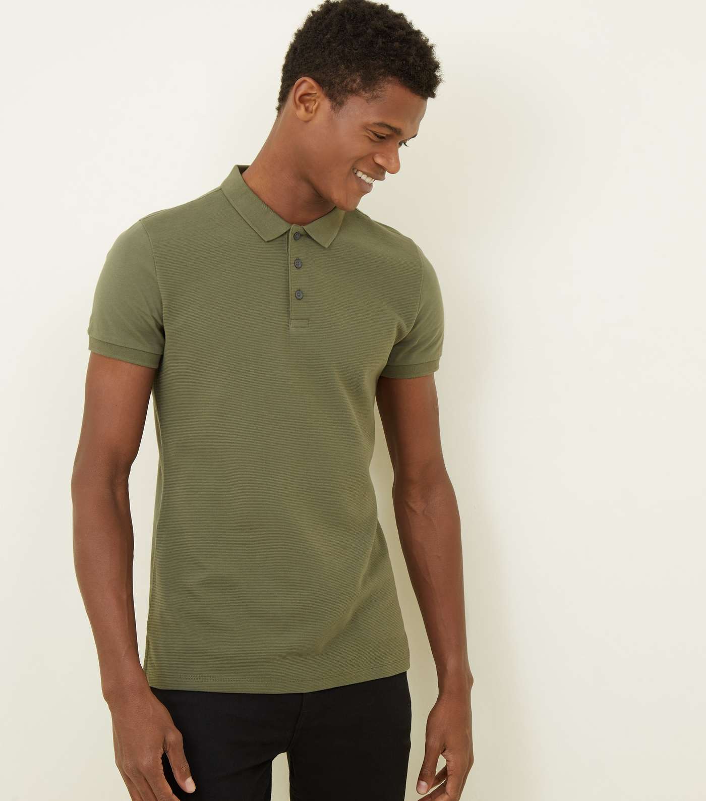 Green Ribbed Muscle Fit Polo Shirt