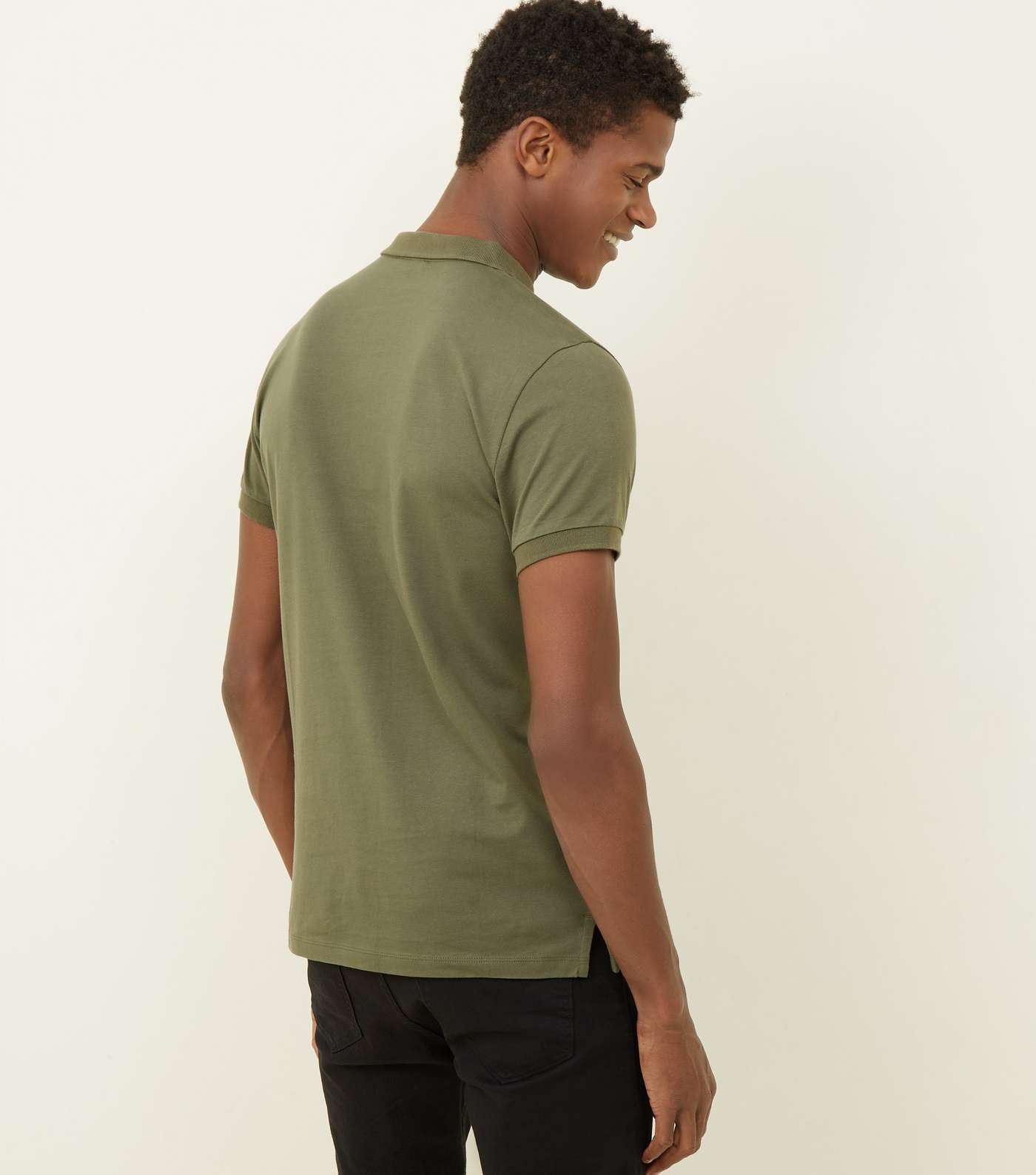 Green Ribbed Muscle Fit Polo Shirt Image 3