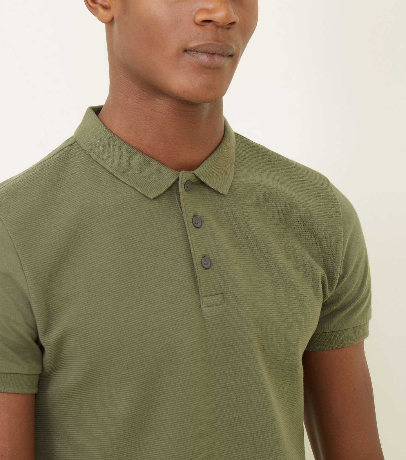 Green Ribbed Muscle Fit Polo Shirt Image 5