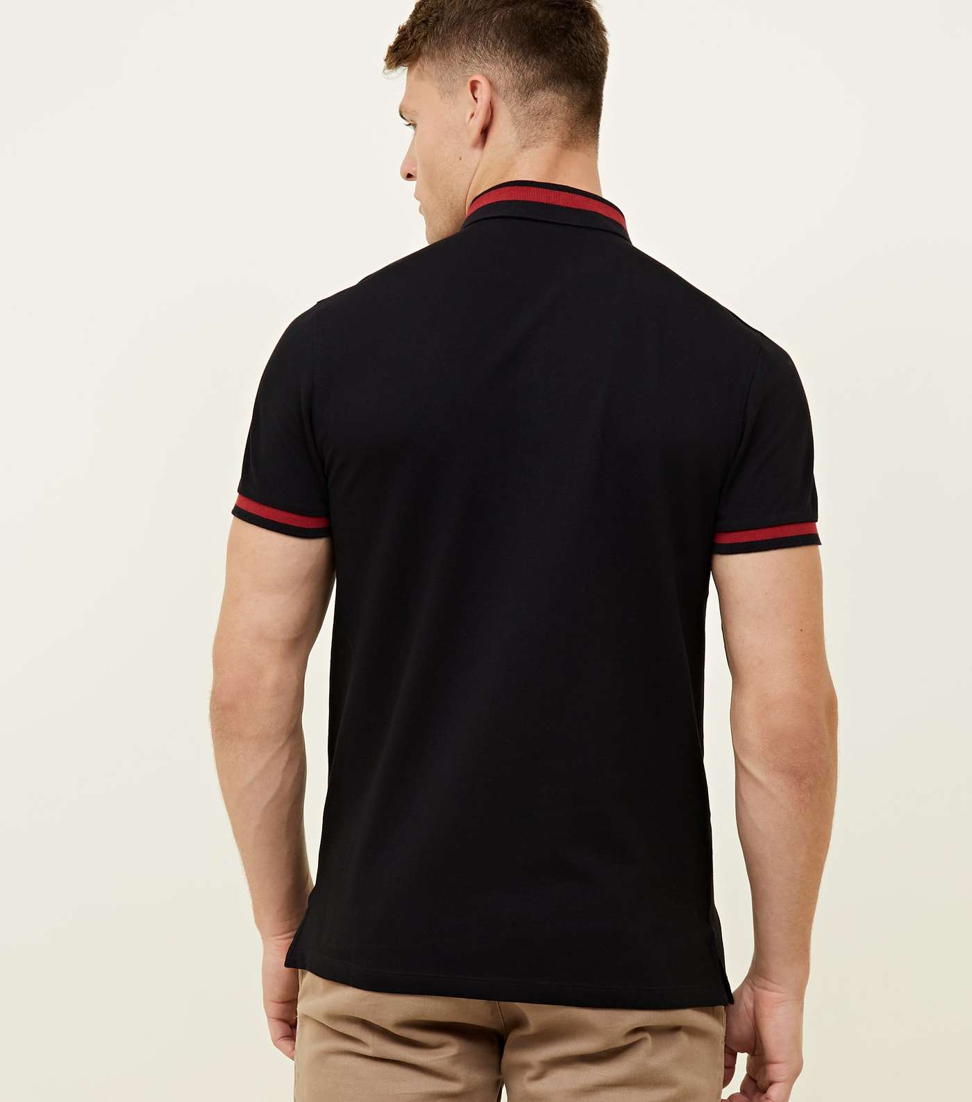 Black Stripe Collar Polo Shirt Image 3