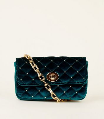 teal velvet bag