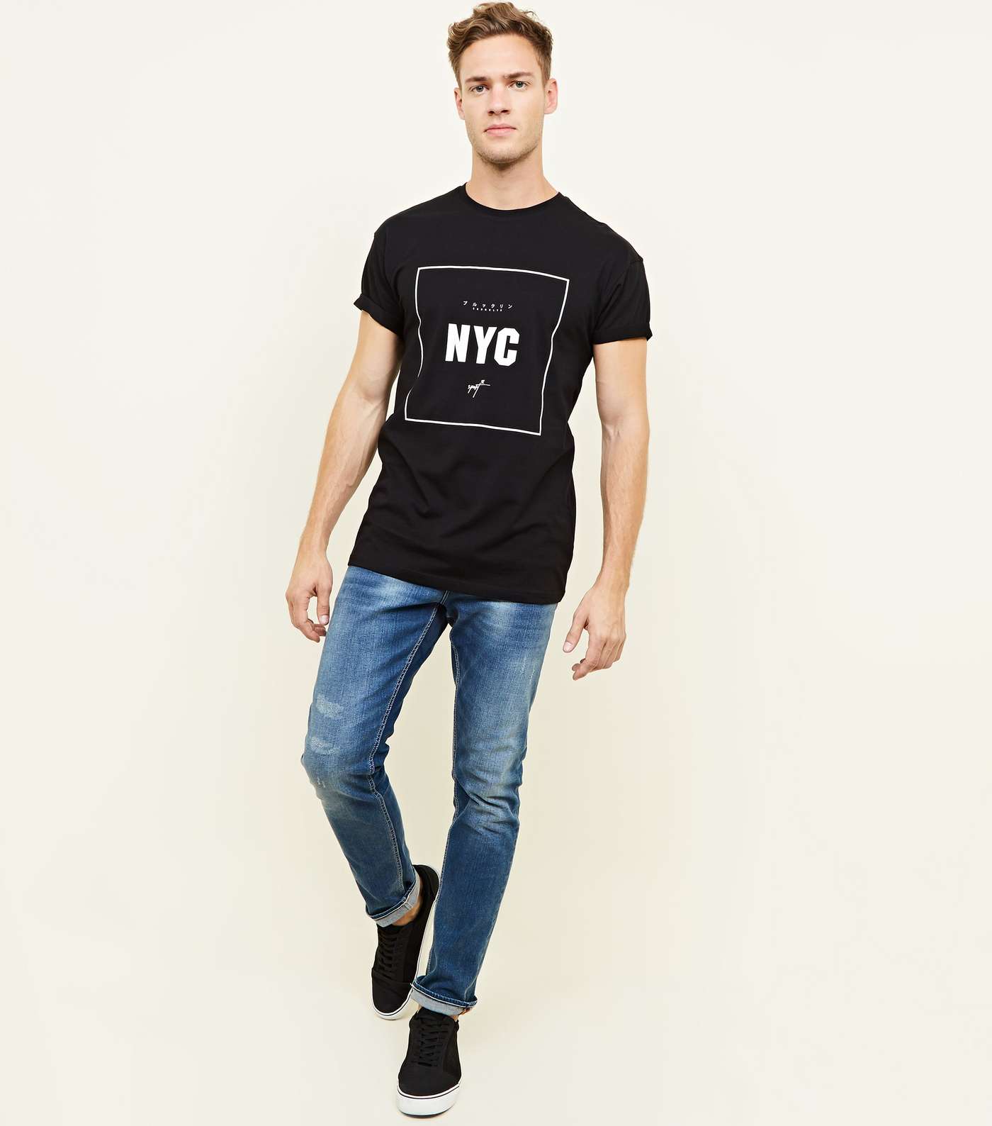 Black NYC Box Print T-Shirt Image 2