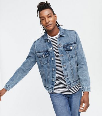 blue bleach wash denim jacket