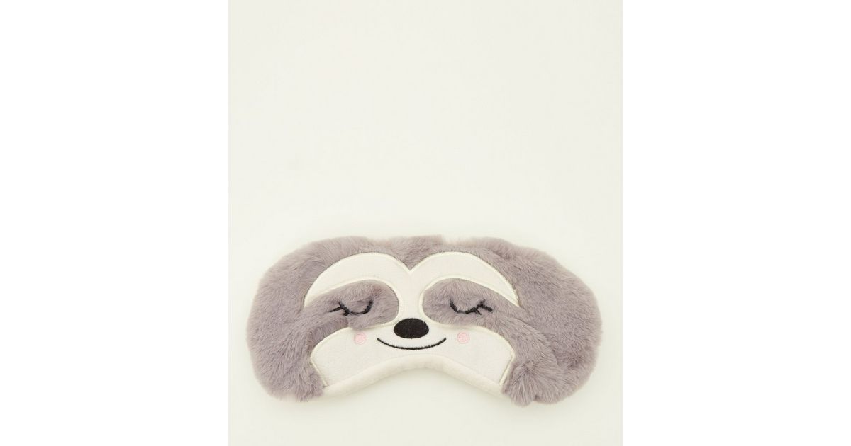 Grey Sloth Fluffy Eye Mask New Look