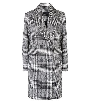Petite Black Check Double Breasted Coat | New Look Petite Black Check Double Breasted Coat | New Look