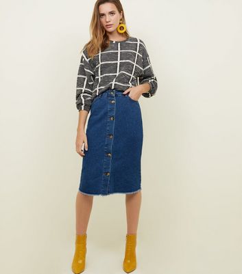 Button Down Skirts for Women High Waist Side Slit Wash Denim Skirts Solid  Color Vintage Slim Pencil Skirts - Walmart.com