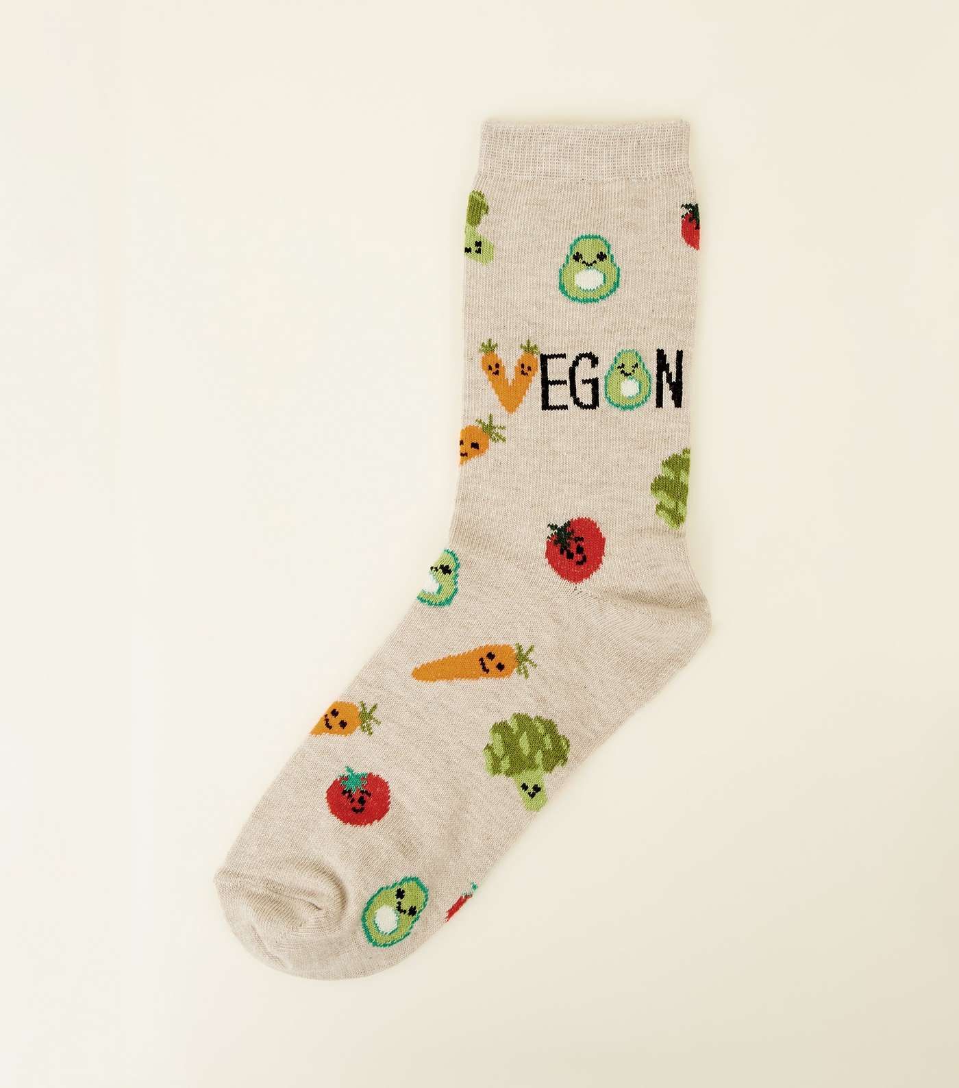 Cream Vegan Vegetable Pattern Socks
