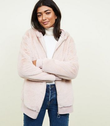 pink faux fur hoodie