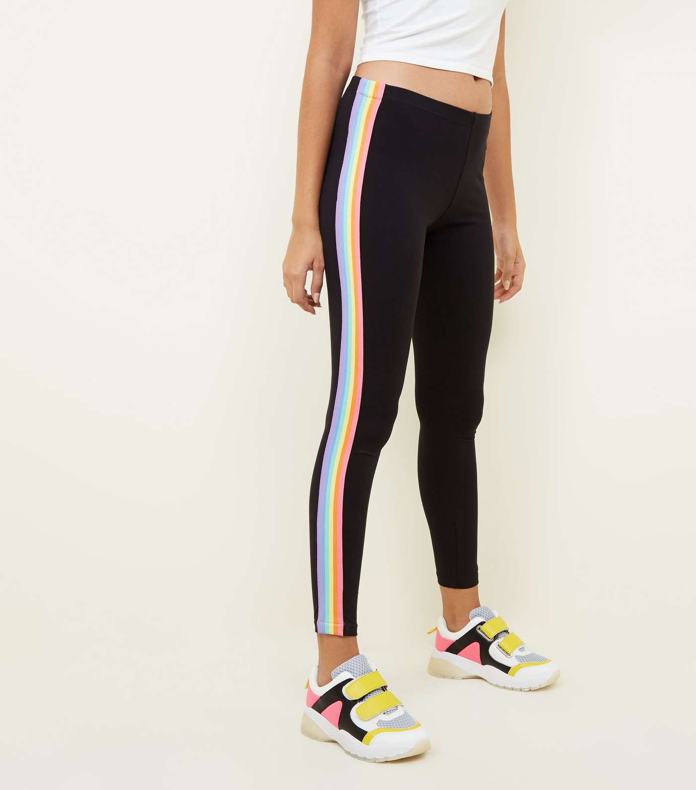 Black Rainbow Side Stripe Leggings  Image 2