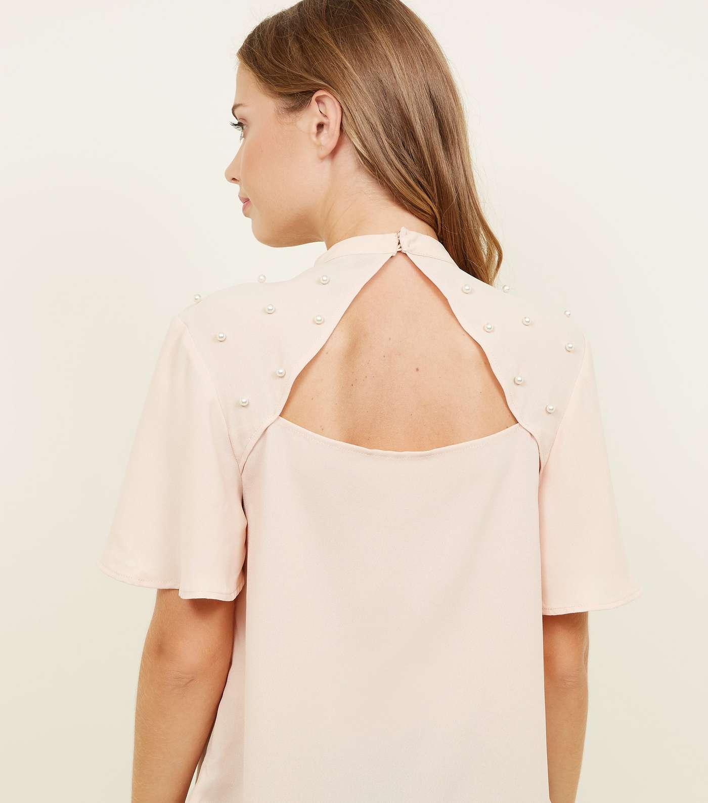 Pale Pink Faux Perl Studded Top Image 3