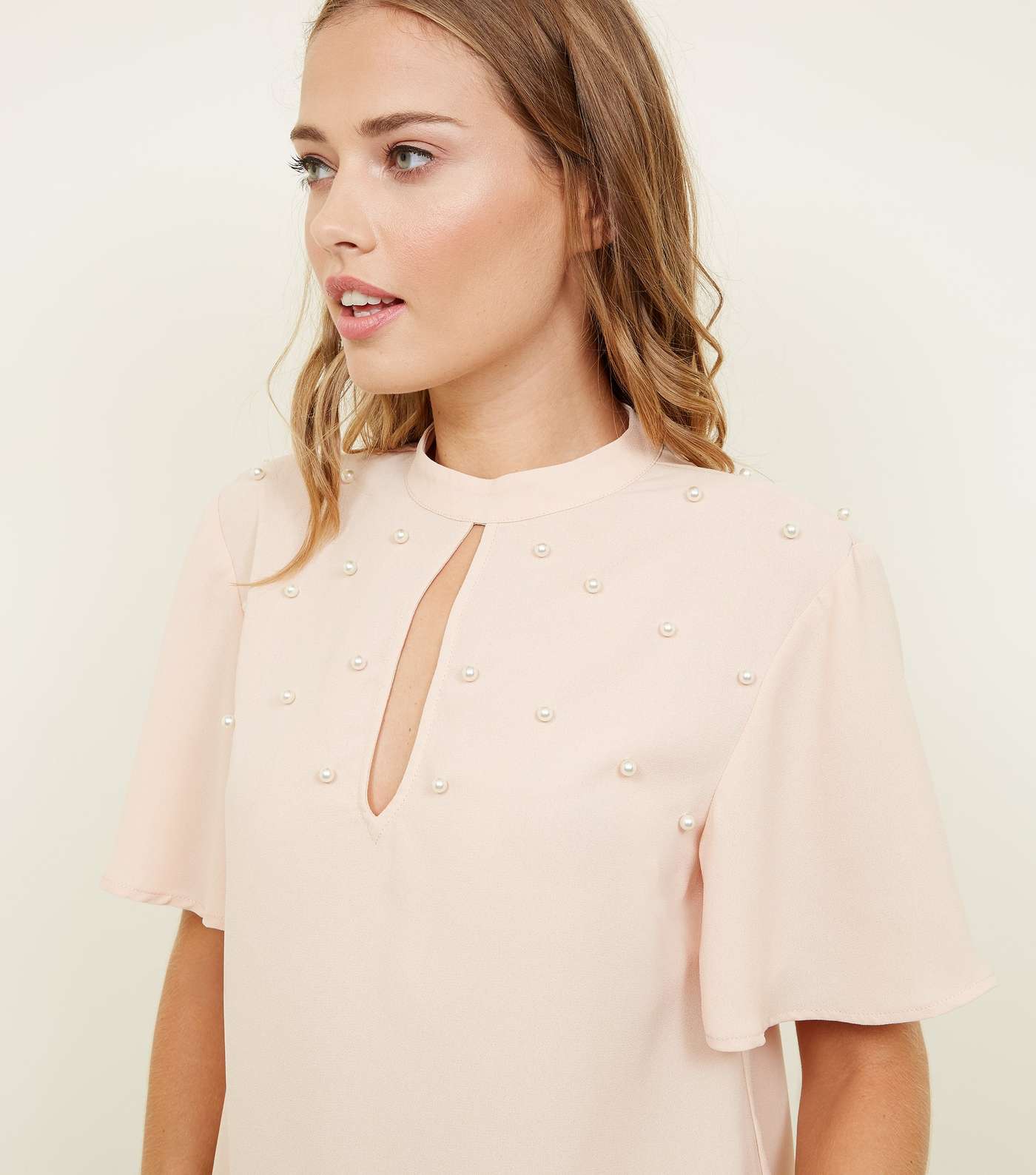 Pale Pink Faux Perl Studded Top Image 5