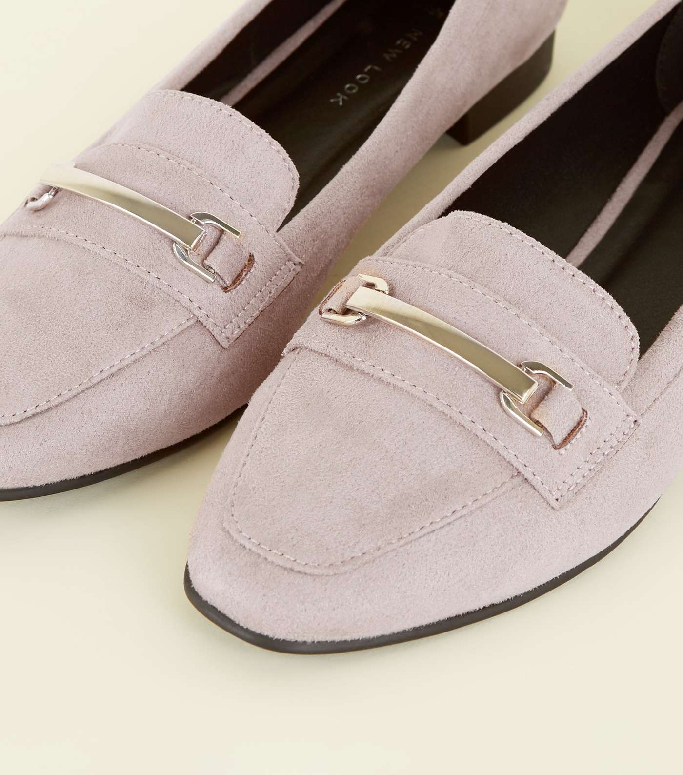 Wide Fit Lilac Matte Suedette Panelled Loafers Image 4