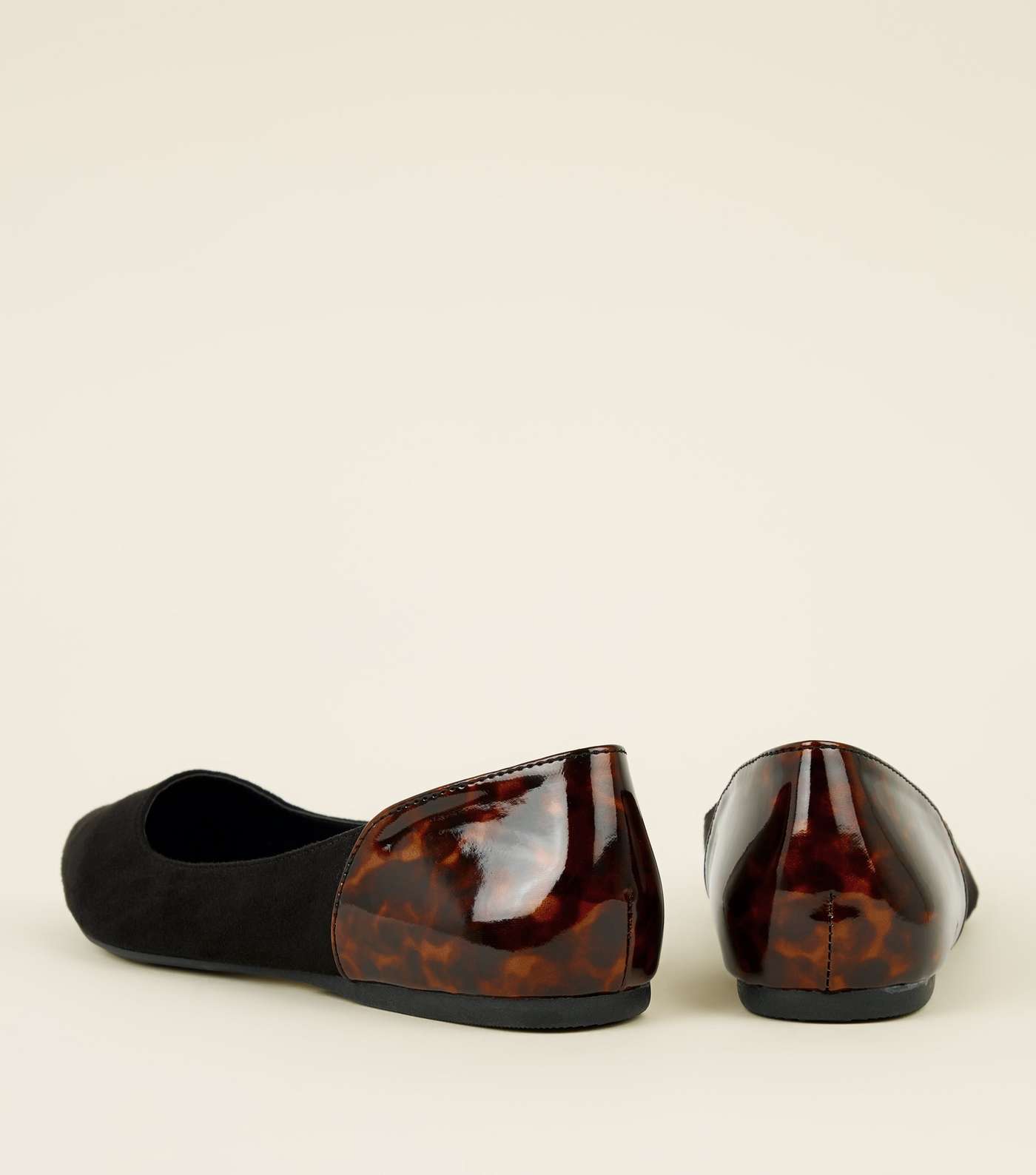 Wide Fit Black and Patent Tortoiseshell Pumps Image 3