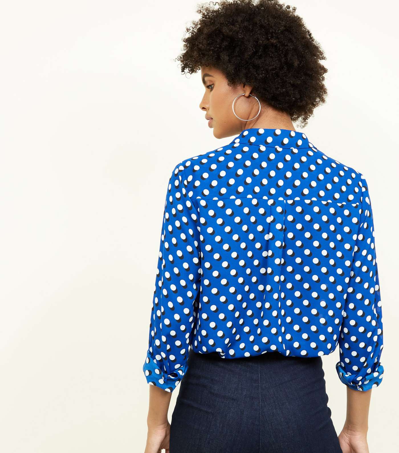 Blue Contrast Spot Print Shirt  Image 3