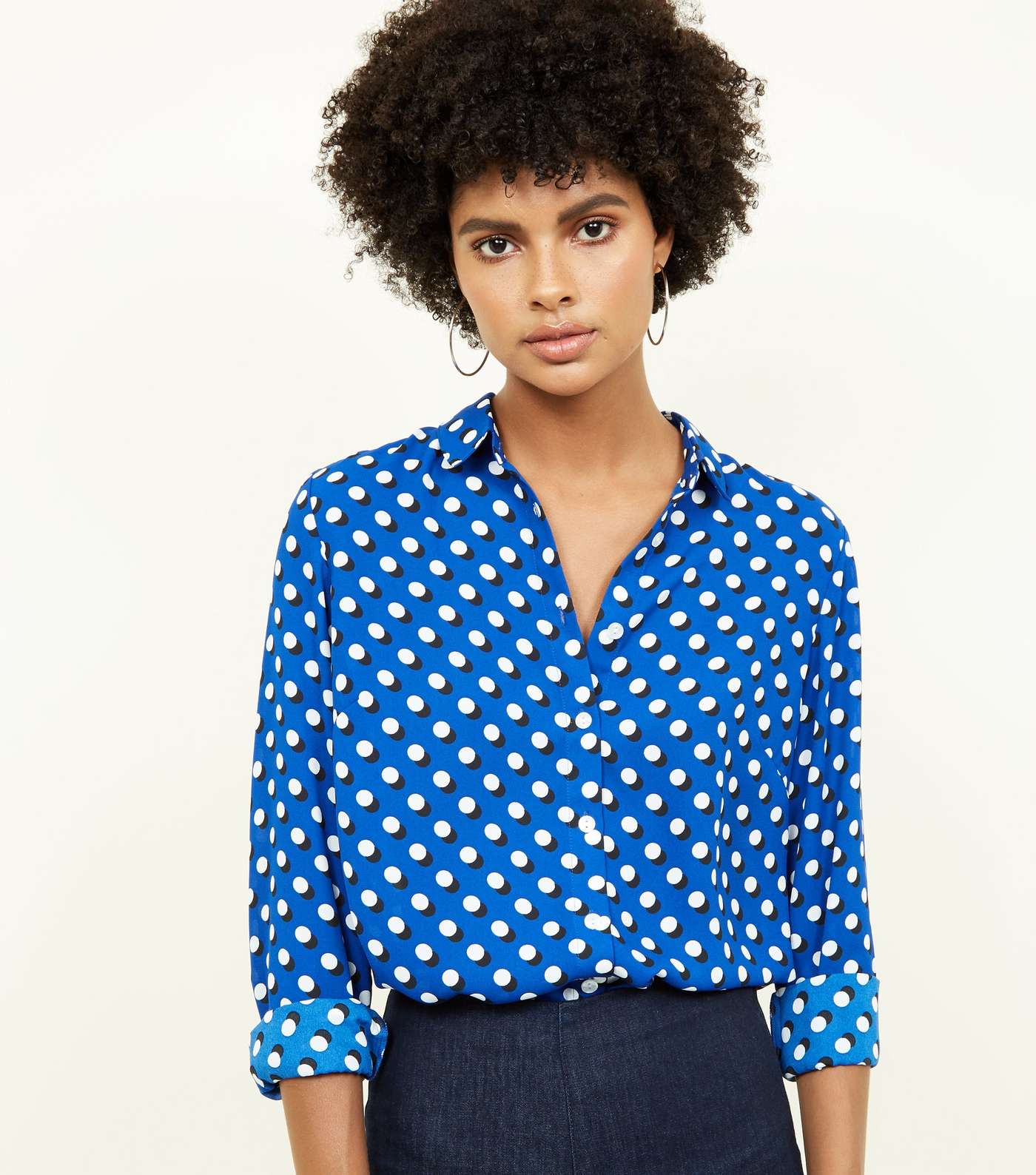 Blue Contrast Spot Print Shirt  Image 5