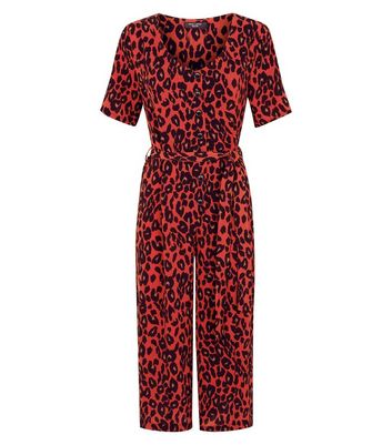 red leopard print jumpsuit new look