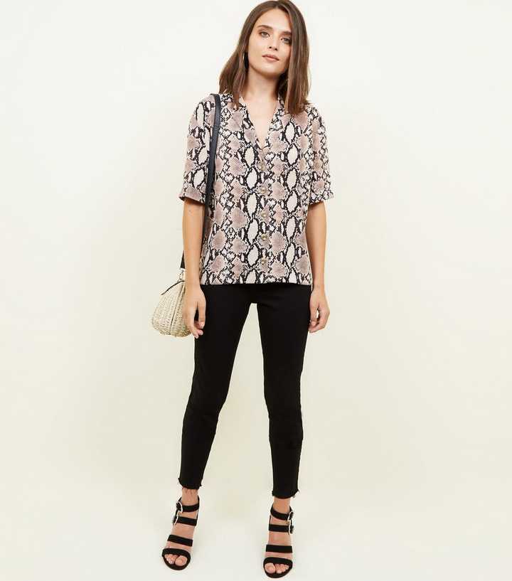 snakeskin blouse new look