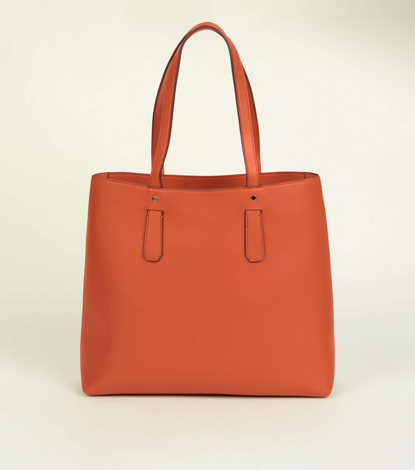 Bright Orange Leather-Look Tote Bag