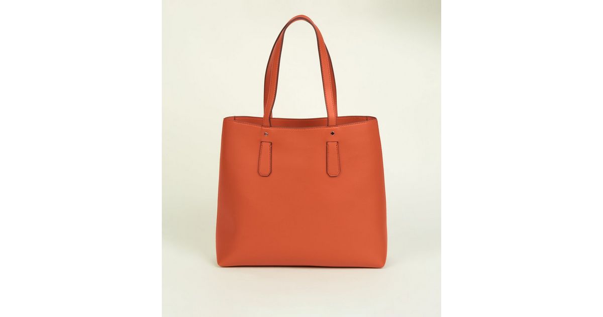 Bright Orange LeatherLook Tote Bag New Look