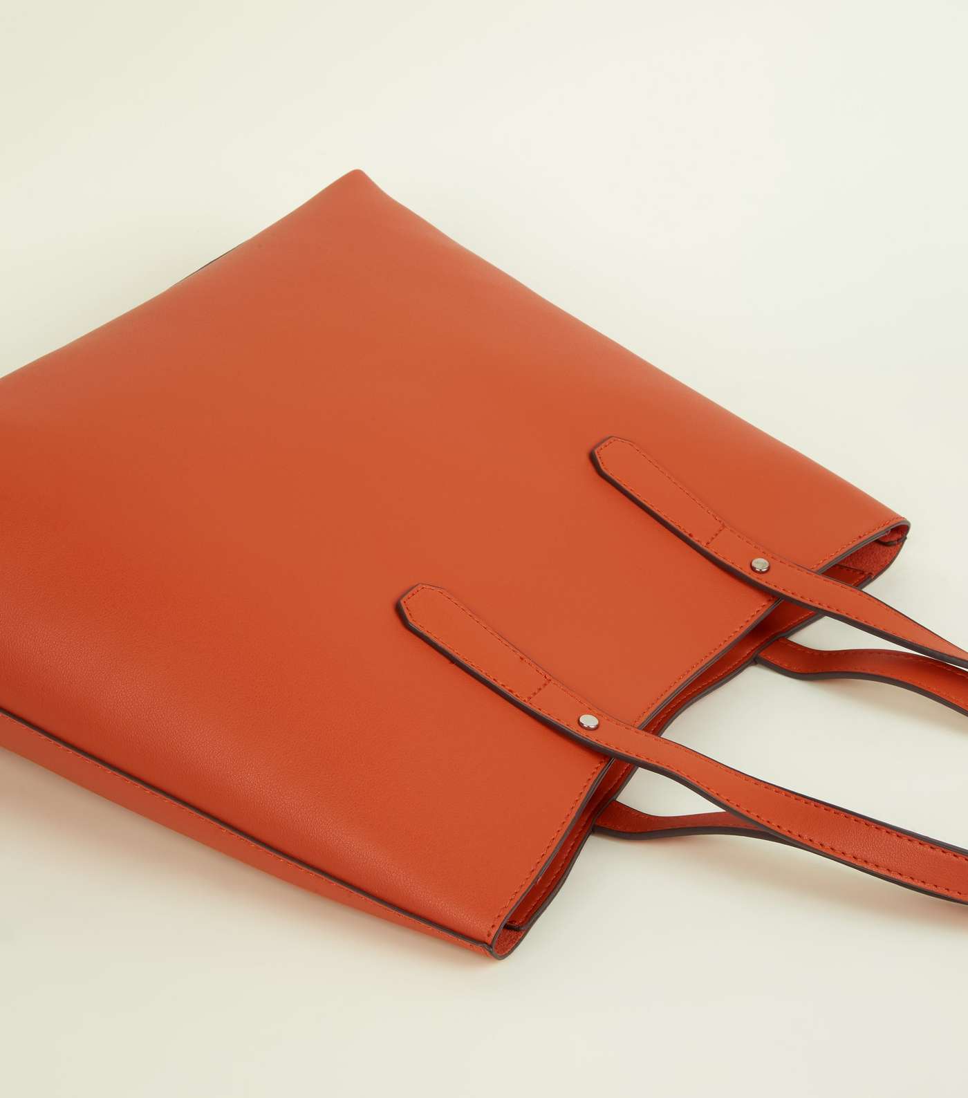 Bright Orange Leather-Look Tote Bag Image 3
